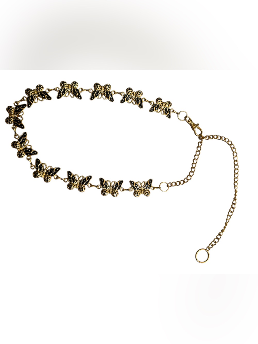 Vintage Gold and Black Butterfly Link Belt - Women Accessories